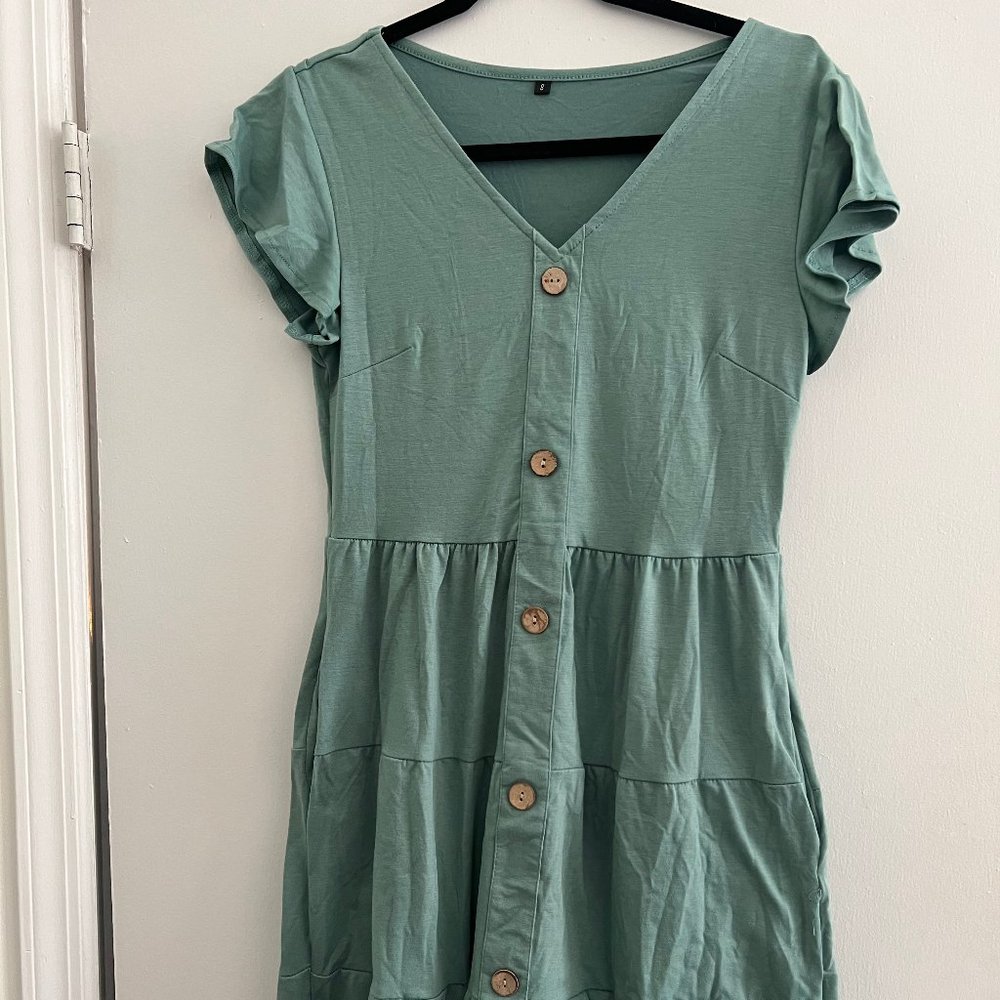 Amazon - Teal Button Dress